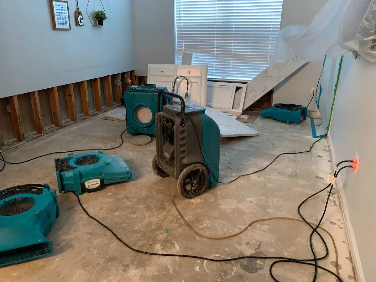 Dehumidifier in flood-cut room for Water Damage Restoration in Spring Valley